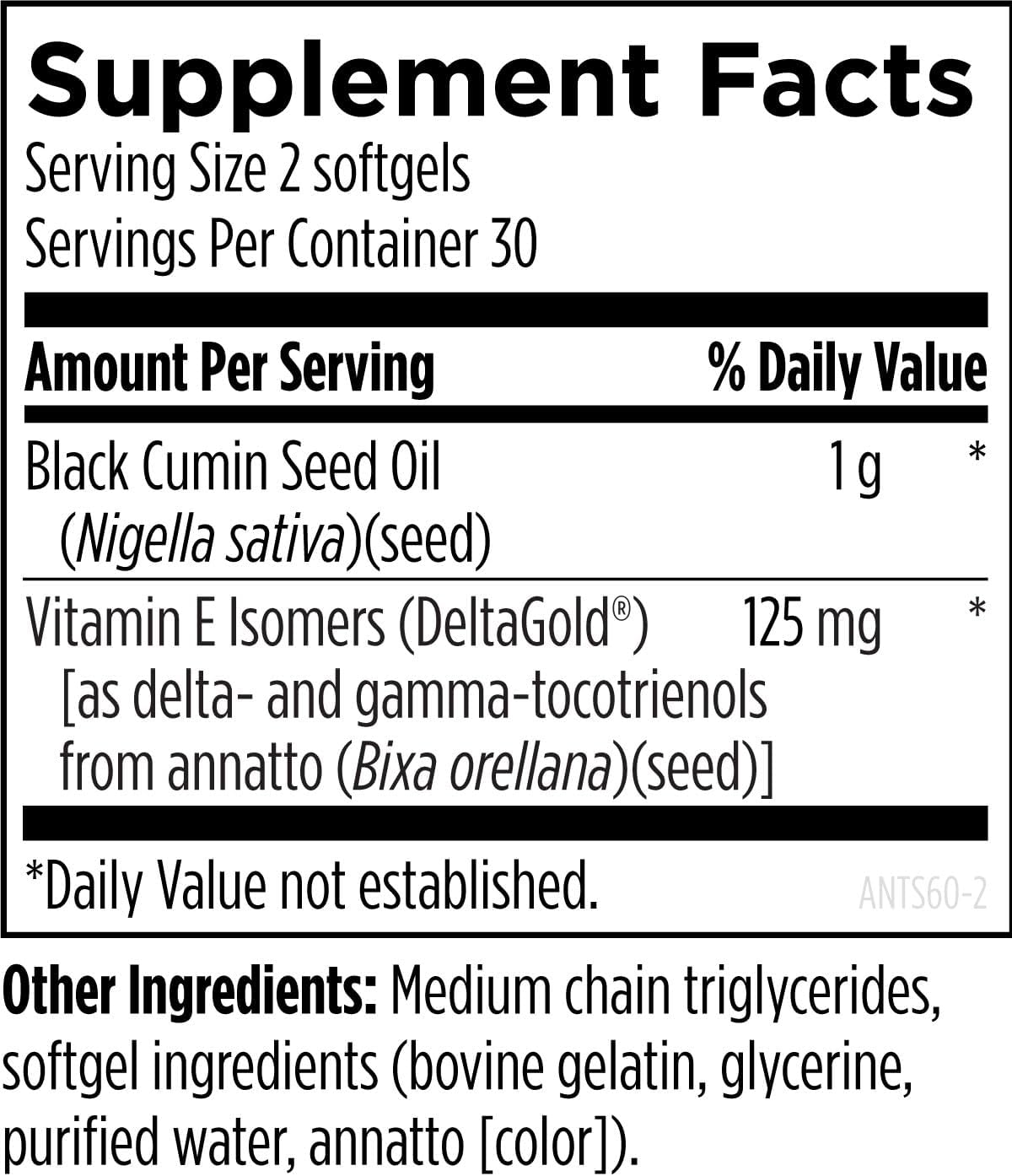 Annatto-E Synergy: Antioxidant Support Supplement with Annatto Tocotrienols and Black Cumin Seed Oil (60 Softgels)