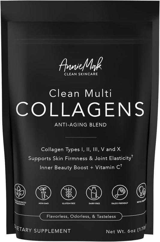 AnnieMak Collagen Peptides Powder with Bone Broth for Skin, Hair, Nails - Grass Fed, Women's Wellness Supplement - Gluten Free, Unflavored