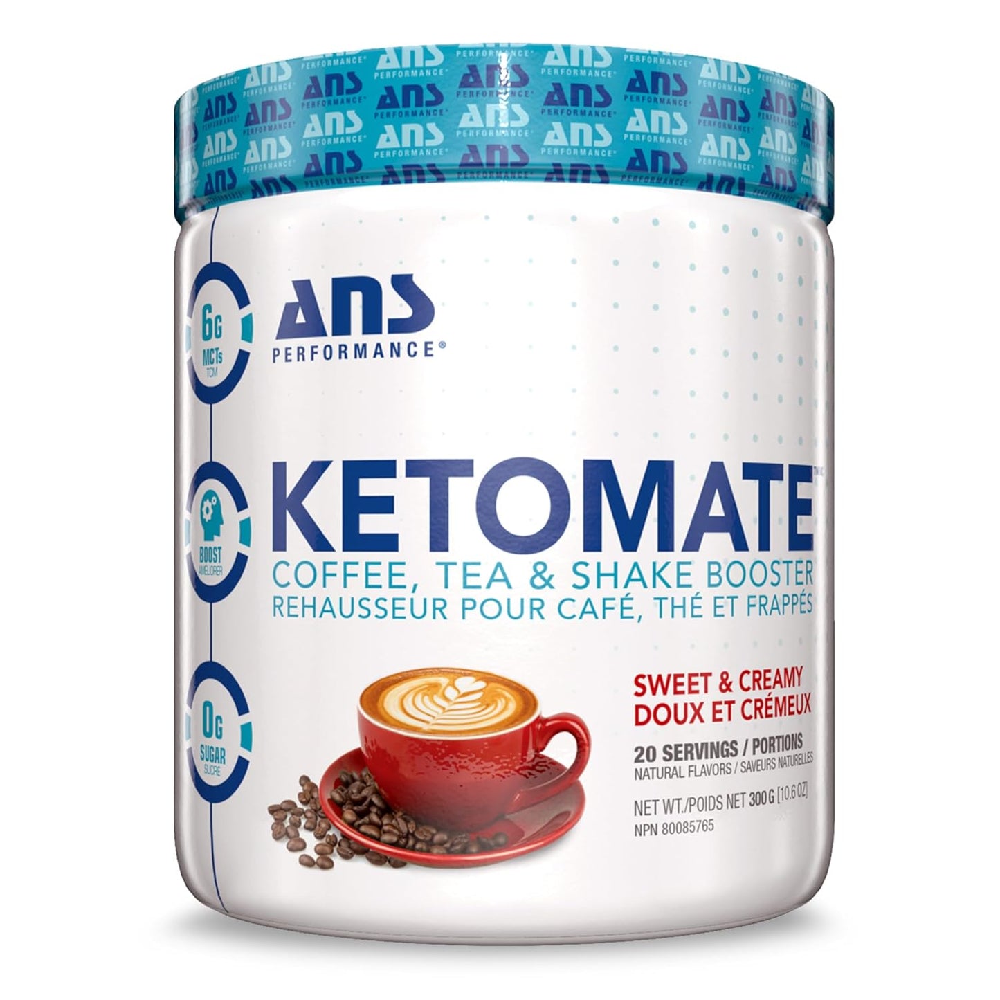 ANS Performance Ketomate Coffee Creamer: Sugar-Free MCT Oil Powder for Coffee, Tea, Shakes - Keto Energy, Sweet & Creamy - 20 Servings
