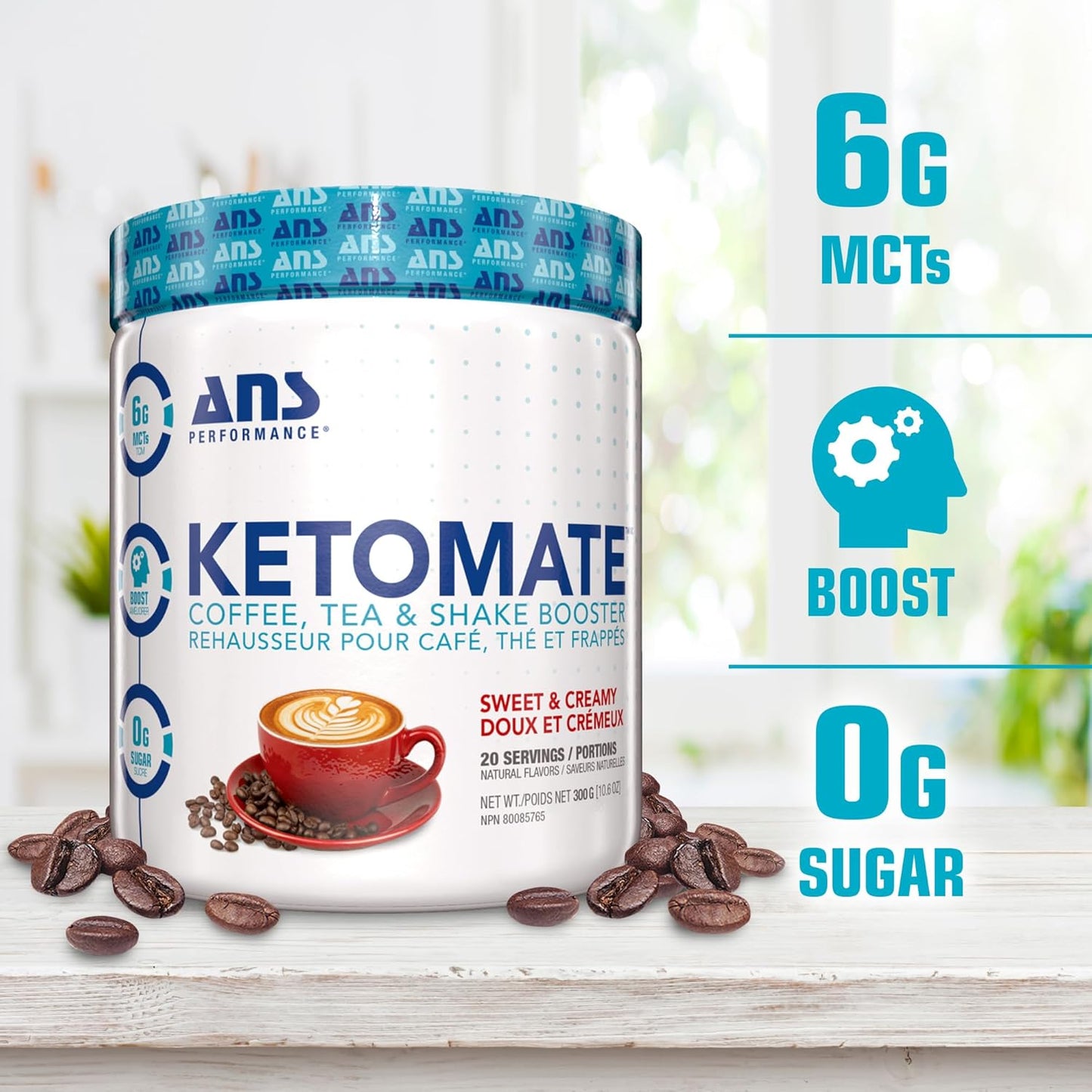 ANS Performance Ketomate Coffee Creamer: Sugar-Free MCT Oil Powder for Coffee, Tea, Shakes - Keto Energy, Sweet & Creamy - 20 Servings