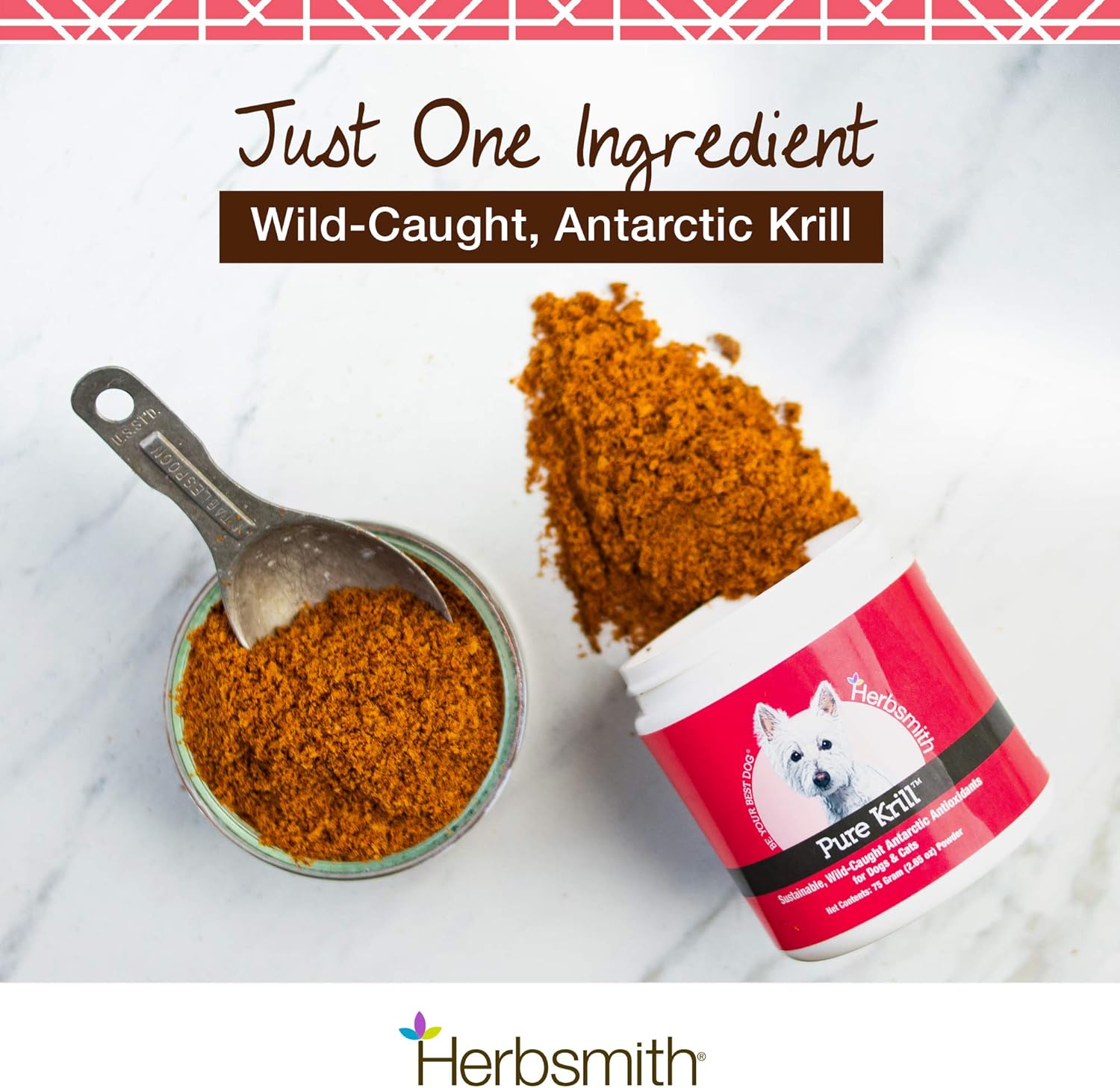 Antarctic Krill for Dogs - Pure Wild-Caught Omega 3 with Astaxanthin - 400g Size - Herbsmith Krill Supplement for Pets