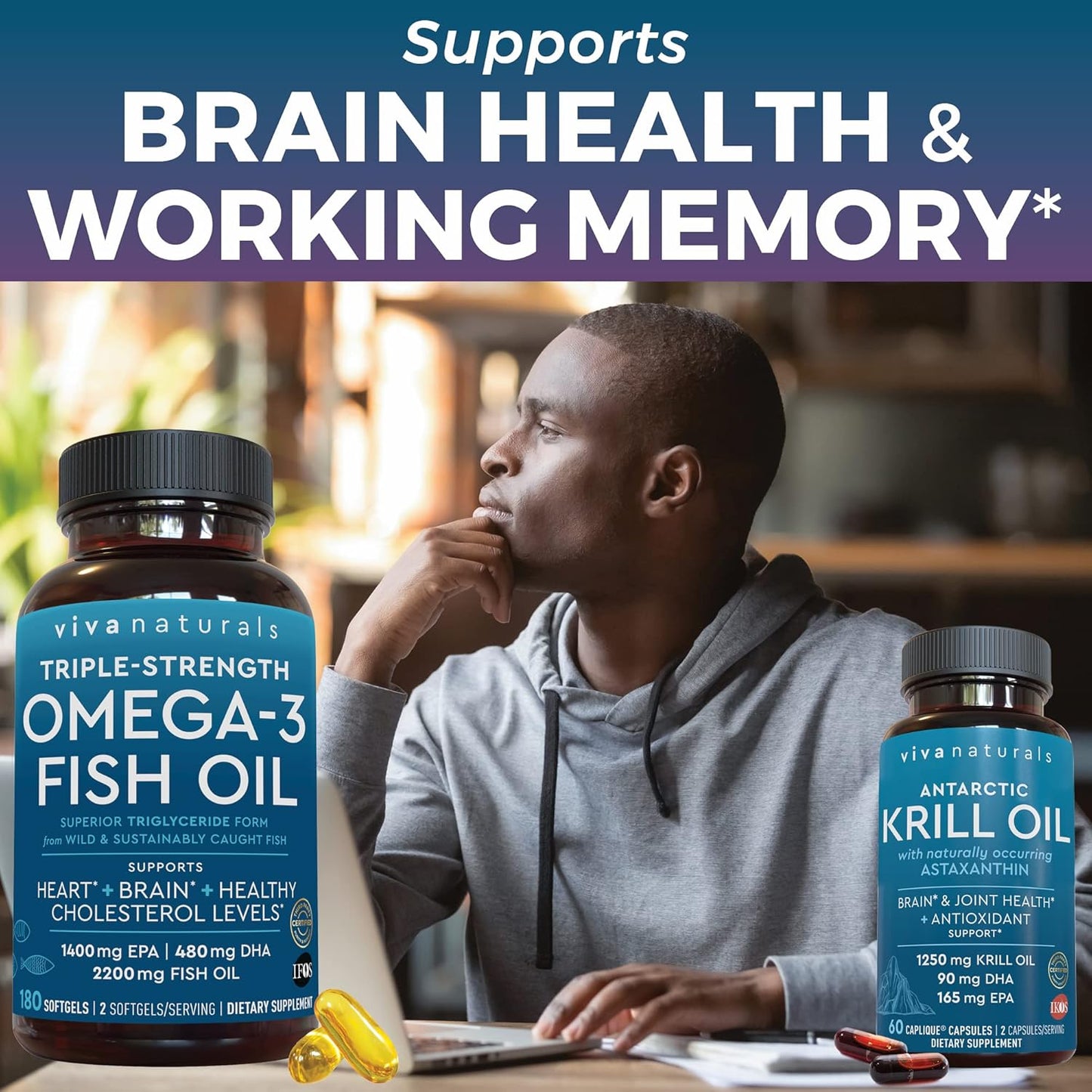 Antarctic Krill Oil, Elderberry Vitamin C, Zinc & Omega 3 Fish Oil Bundle - Immune Support with EPA and DHA Omega 3