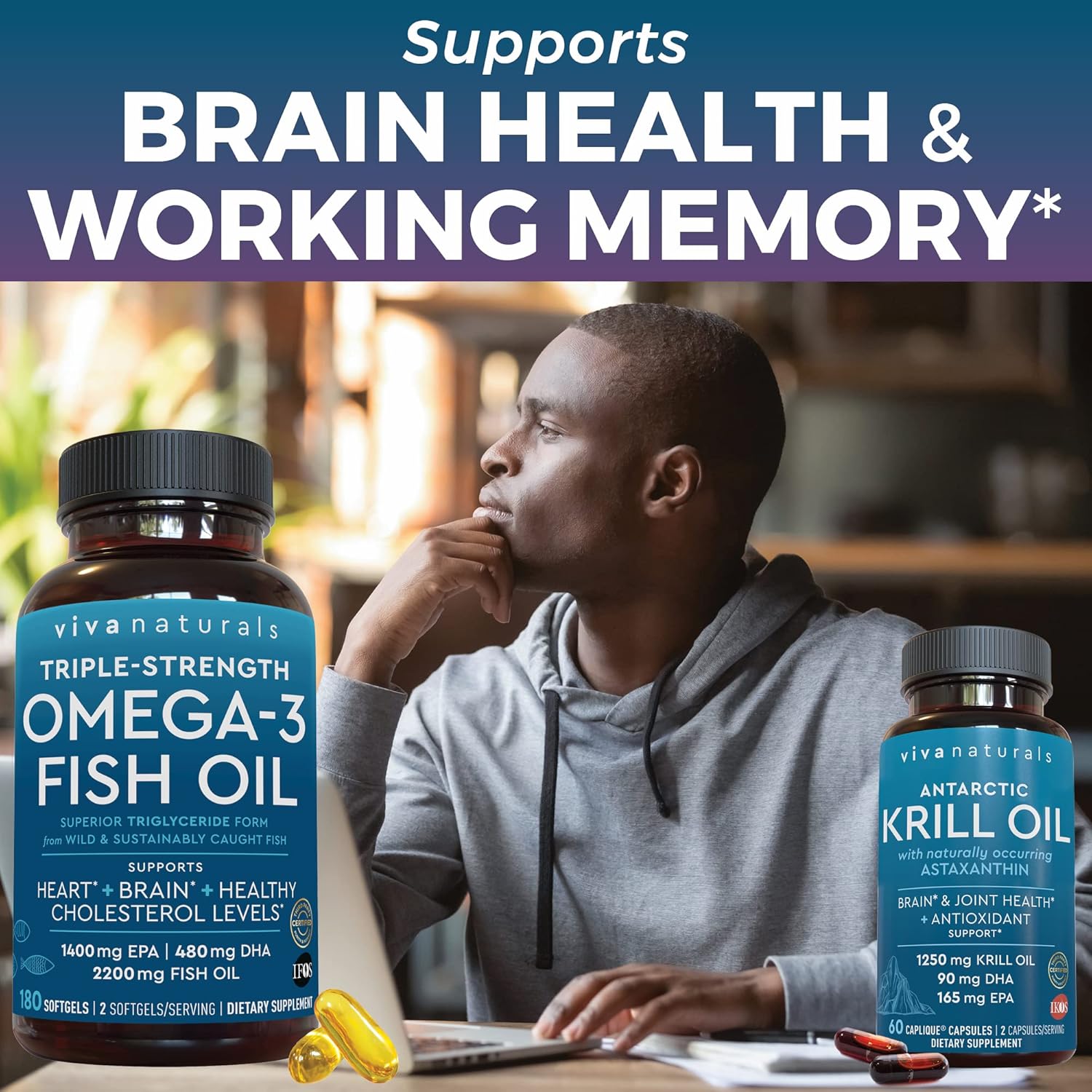 Antarctic Krill Oil, Elderberry Vitamin C, Zinc & Omega 3 Fish Oil Bundle - Immune Support with EPA and DHA Omega 3