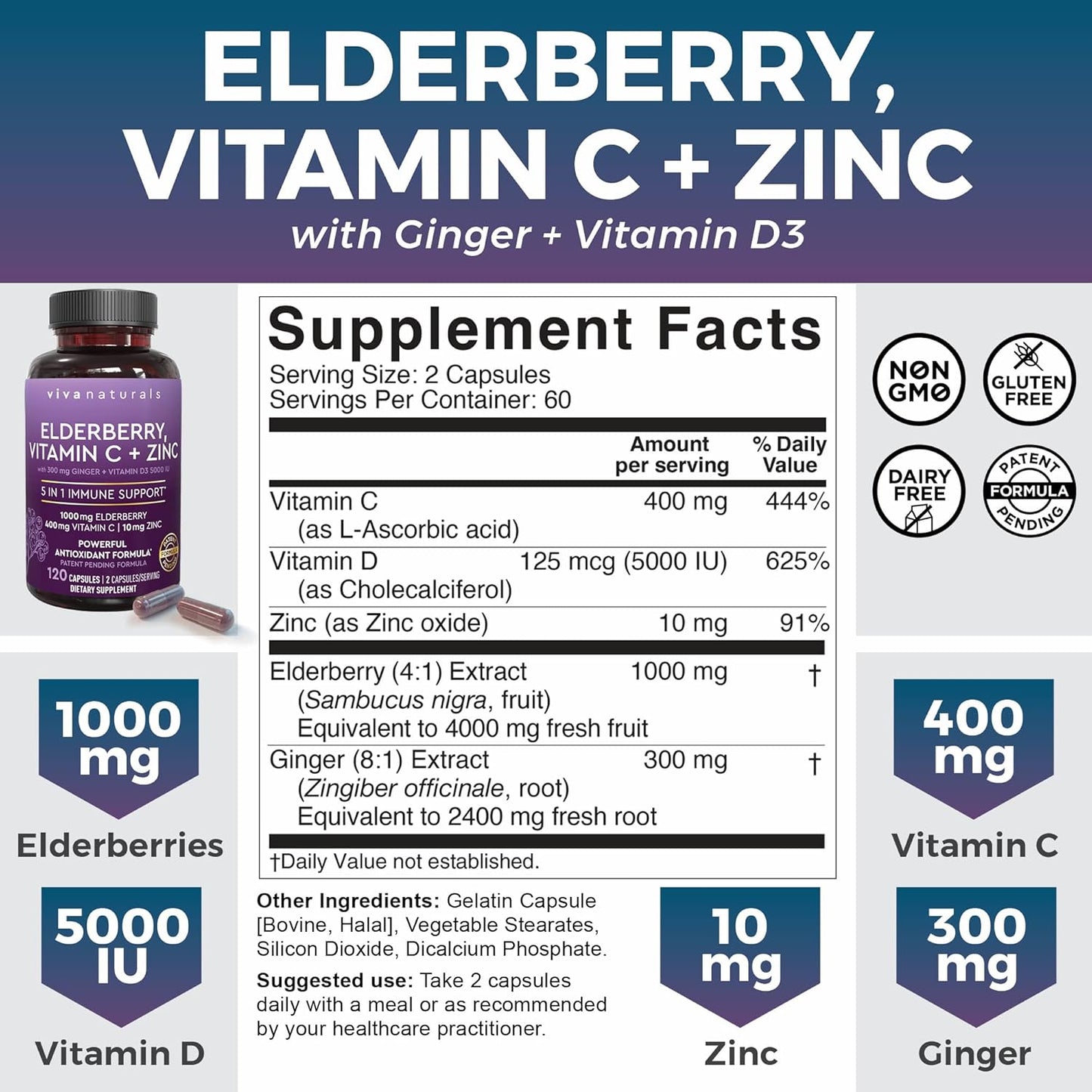 Antarctic Krill Oil, Elderberry Vitamin C, Zinc & Omega 3 Fish Oil Bundle - Immune Support with EPA and DHA Omega 3