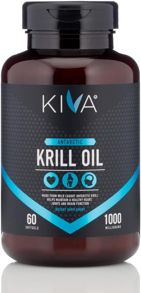 Antarctic Krill Oil Softgels - 1000mg Omega-3 Fatty Acids, EPA, DHA, Astaxanthin - Sustainably Wild-Caught - No Fishy Aftertaste - 60 Softgels