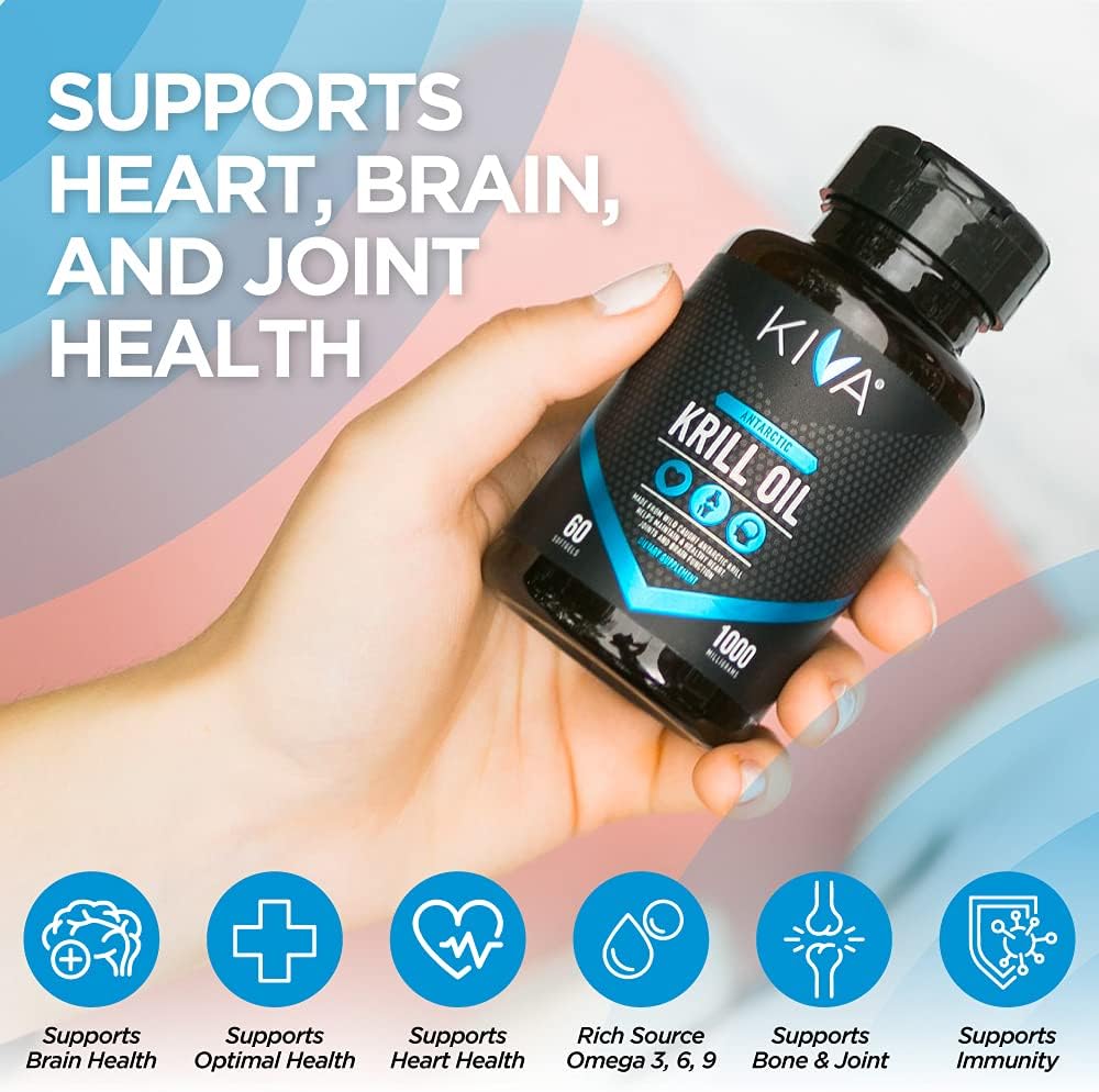 Antarctic Krill Oil Softgels - 1000mg Omega-3 Fatty Acids, EPA, DHA, Astaxanthin - Sustainably Wild-Caught - No Fishy Aftertaste - 60 Softgels