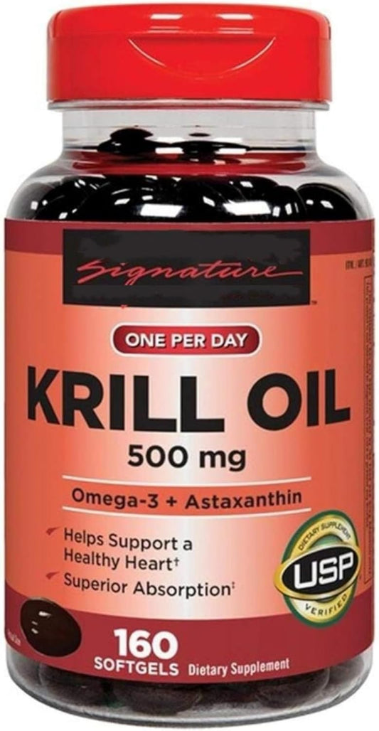 Antarctic Krill Oil Softgels - 500mg, 160 Count for Maximum Nutrition Benefits