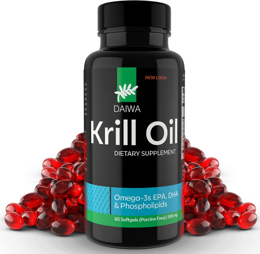 Antarctic Krill Oil Softgels 1000mg with Astaxanthin - Omega 3 6 9 Supplement for Joint, Brain, and Heart Health - 60ct