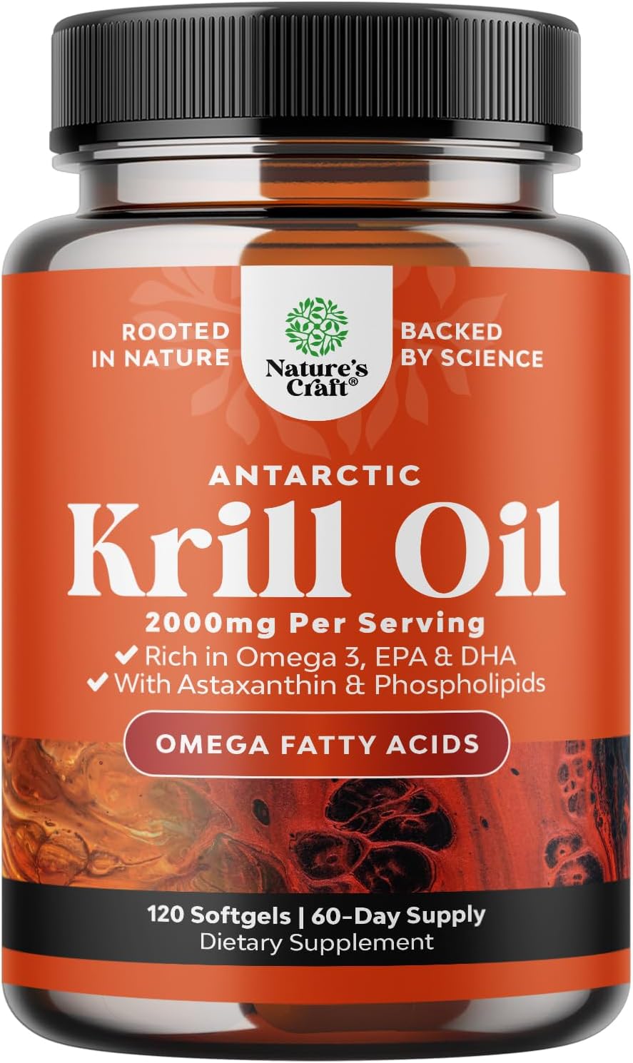 Antarctic Krill Oil Softgels 2000mg - Omega 3 Supplement with EPA, DHA & Astaxanthin - Joint, Heart & Brain Health - Gluten-Free, Non-GMO - 60 Day Supply