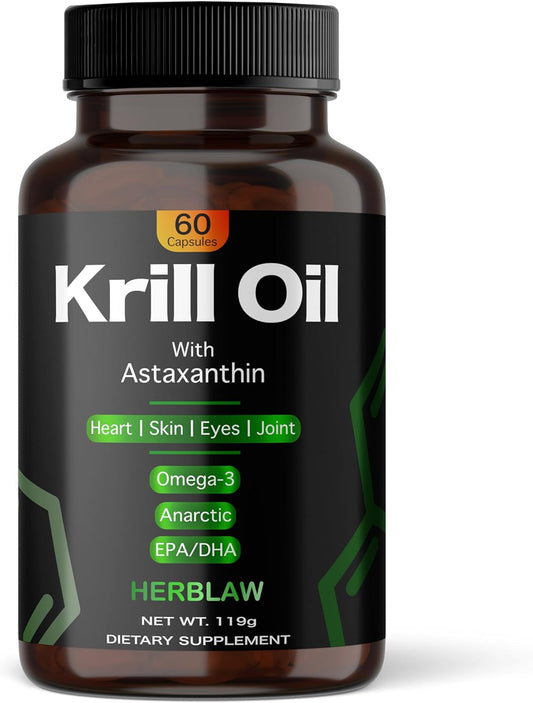 Antarctic Krill Oil Softgels for Women | 1000mg Omega-3 EPH/DHA with Astaxanthin | Supports Heart, Brain, Joints | 60 Softgels