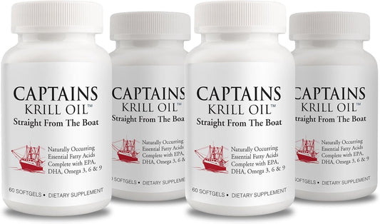 Antarctic Krill Oil Softgels | Omega-3 EPA, DHA with Astaxanthin & Phospholipids | 1000mg per Serving, 60 Capsules (4-Pack) | No Additives