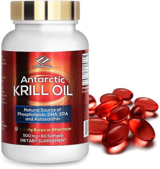 Antarctic Krill Oil Supplement - 500mg Softgels for Heart Health - 60 Count