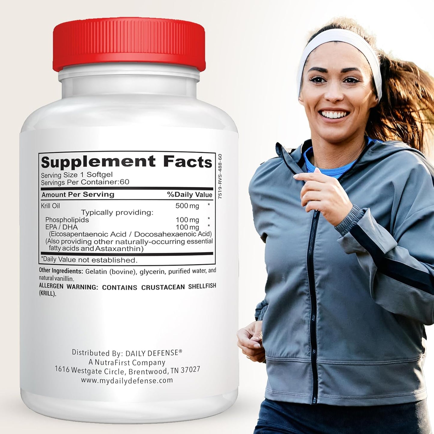 Antarctic Krill Oil Supplements with Astaxanthin for Heart & Skin Support - 60 Softgels, 500mg Omega-3 EPA & DHA - Made in USA