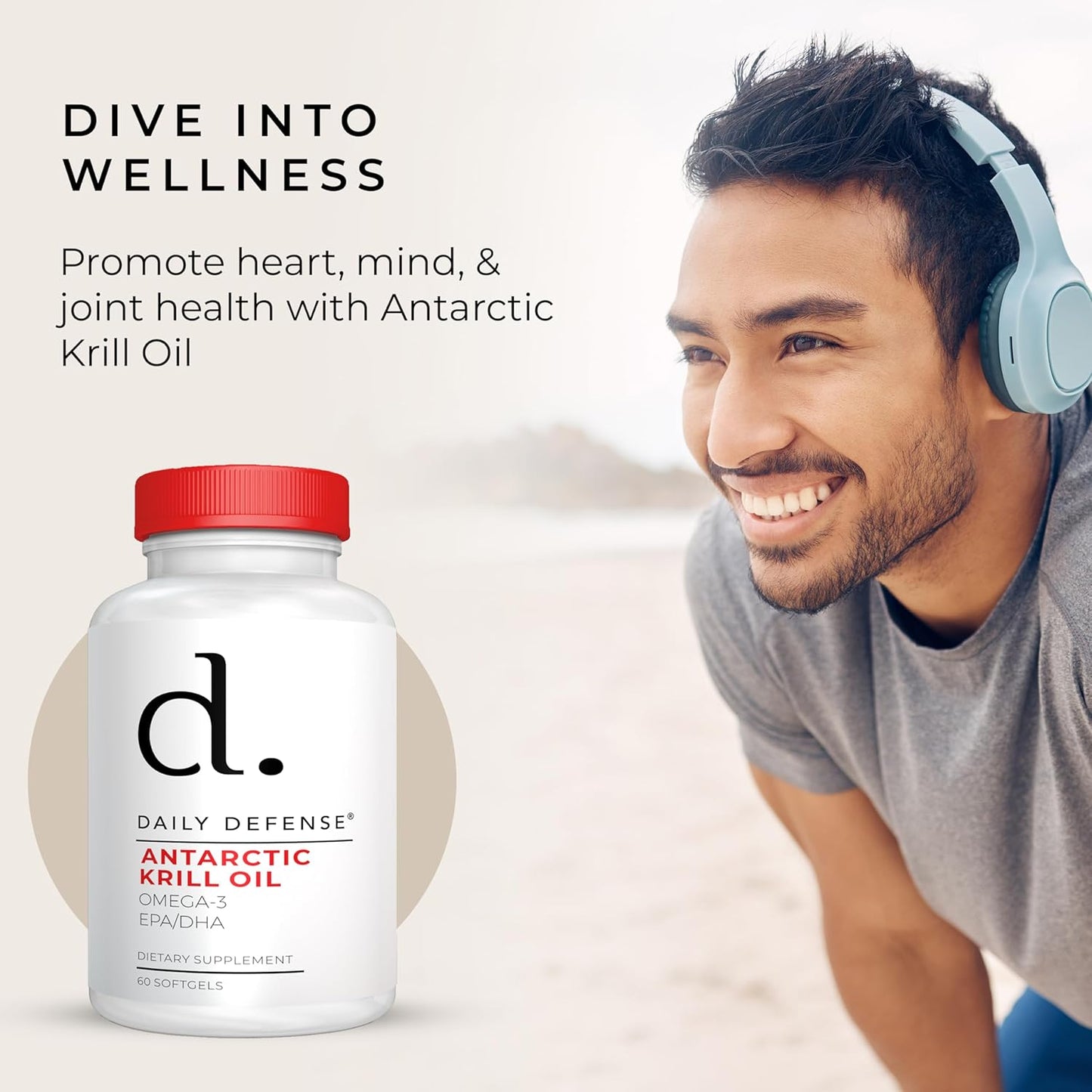 Antarctic Krill Oil Supplements with Astaxanthin for Heart & Skin Support - 60 Softgels, 500mg Omega-3 EPA & DHA - Made in USA