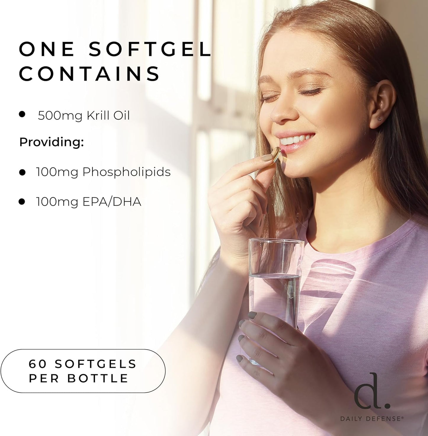 Antarctic Krill Oil Supplements with Astaxanthin for Heart & Skin Support - 60 Softgels, 500mg Omega-3 EPA & DHA - Made in USA