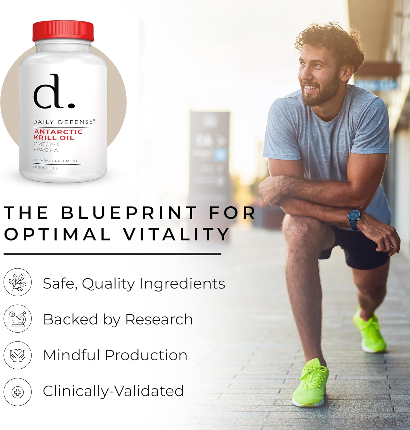 Antarctic Krill Oil Supplements with Astaxanthin for Heart & Skin Support - 60 Softgels, 500mg Omega-3 EPA & DHA - Made in USA