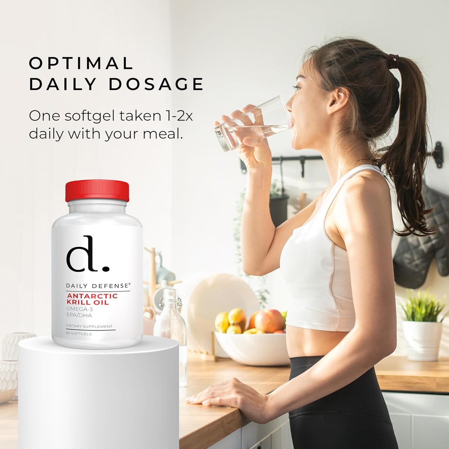 Antarctic Krill Oil Supplements with Astaxanthin for Heart & Skin Support - 60 Softgels, 500mg Omega-3 EPA & DHA - Made in USA