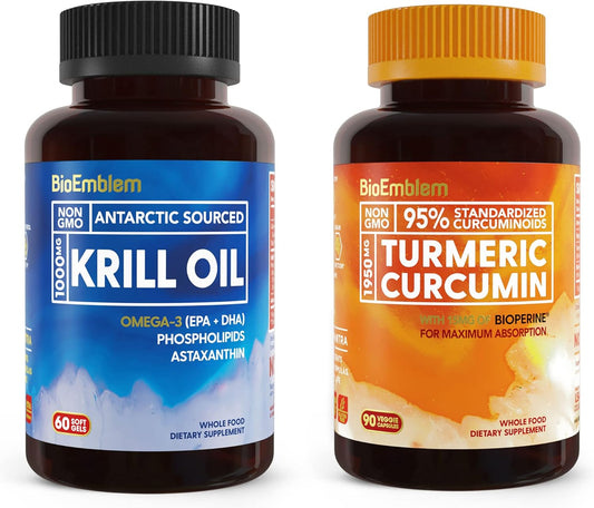 Antarctic Krill Oil with Turmeric Curcumin & BioPerine Supplement by BioEmblem