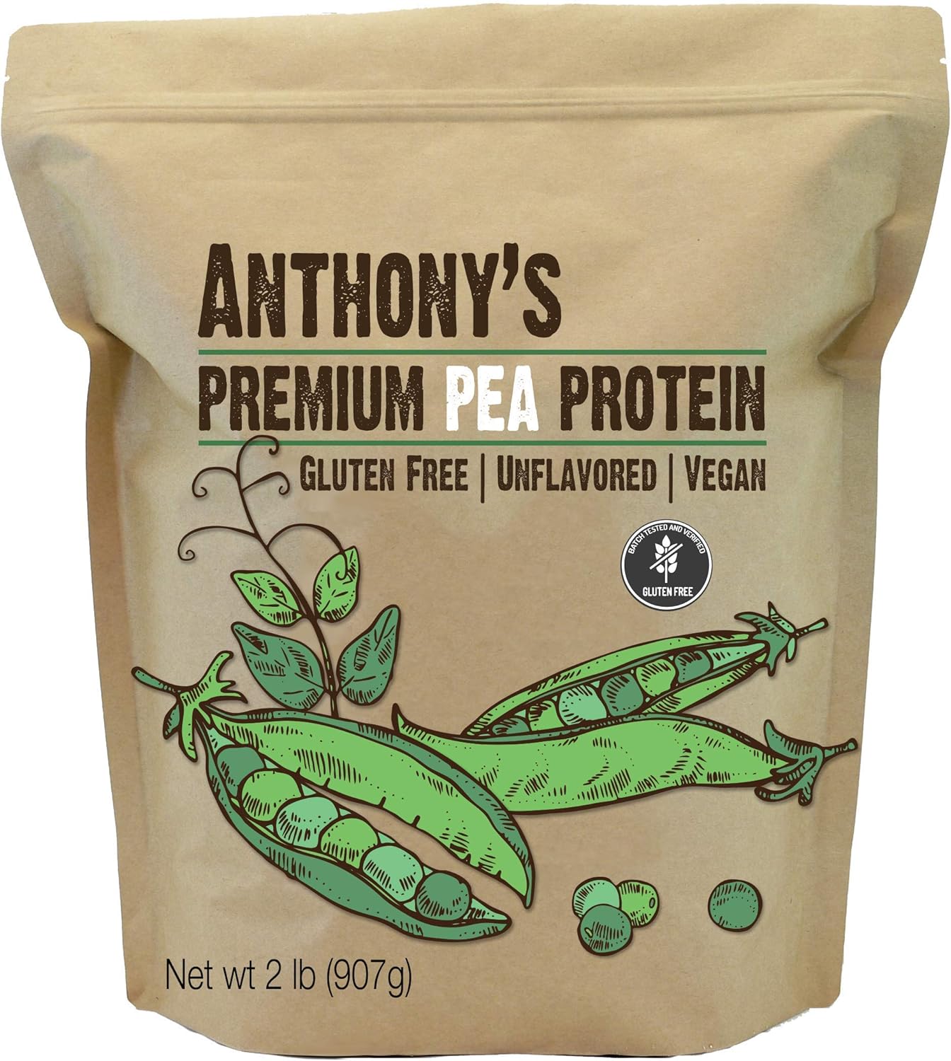 Anthony's Premium Pea Protein 2lb with Nutritional Yeast Flakes 1lb for Plant-Based Nutrition