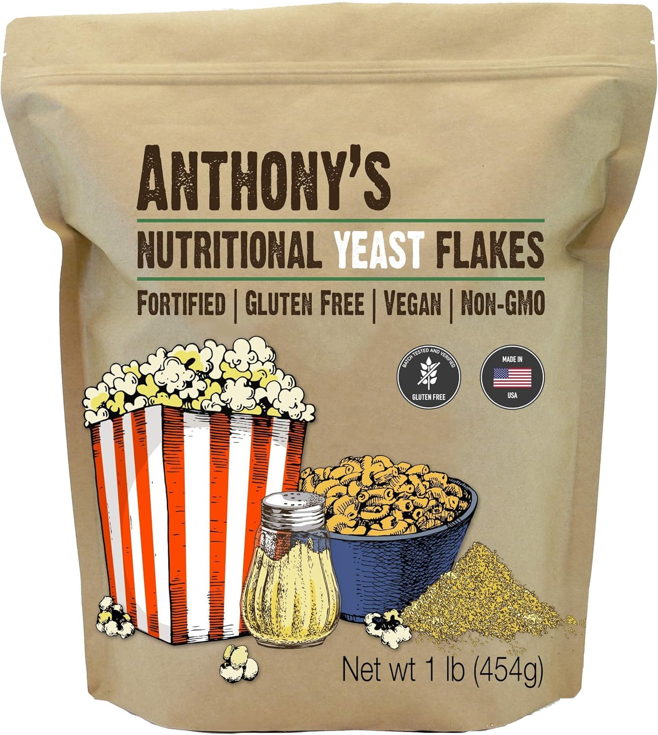 Anthony's Premium Pea Protein 2lb with Nutritional Yeast Flakes 1lb for Plant-Based Nutrition