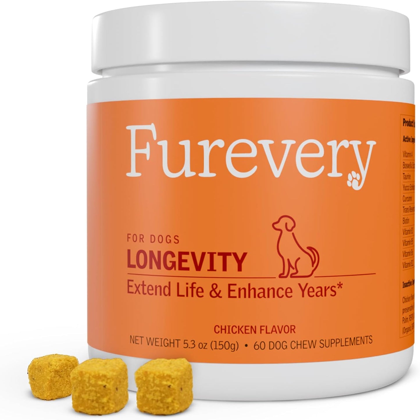 Anti-Aging Chewable Supplement for Dogs with Curcumin, Taurine, and Trans-Resveratrol - Supports Aging, Wellness, and Vitality in Dogs
