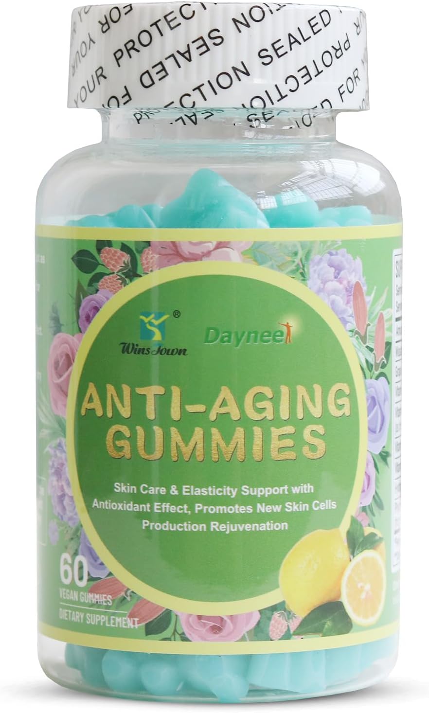 Anti-Aging Lemon Gummies with Skin Rejuvenation, Anti-Wrinkle & Firmness Support - 60 Count