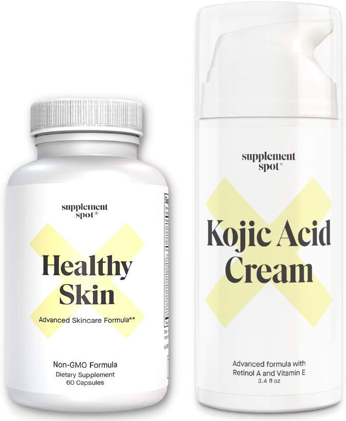 Anti-Aging Skin Bundle: Healthy Skin Supplement and Kojic Acid Face Cream