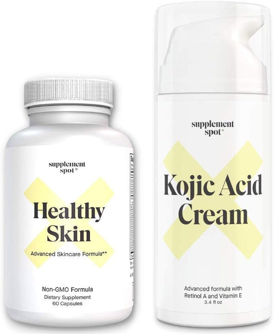 Anti-Aging Skin Bundle: Healthy Skin Supplement and Kojic Acid Face Cream