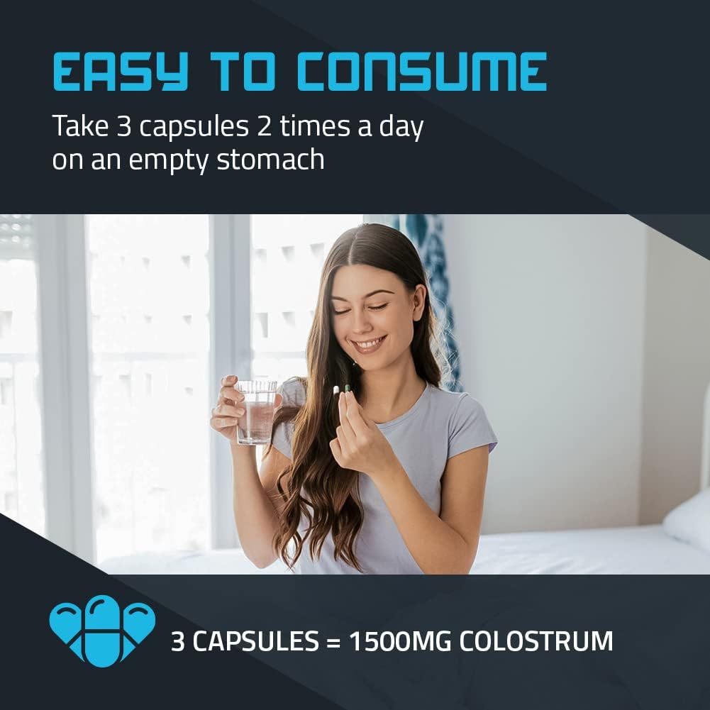 Antibiotic and Hormone Free Bovine Colostrum Capsules - 180 Count - USA Sourced - All Natural - First Milking - BoostGo Australia