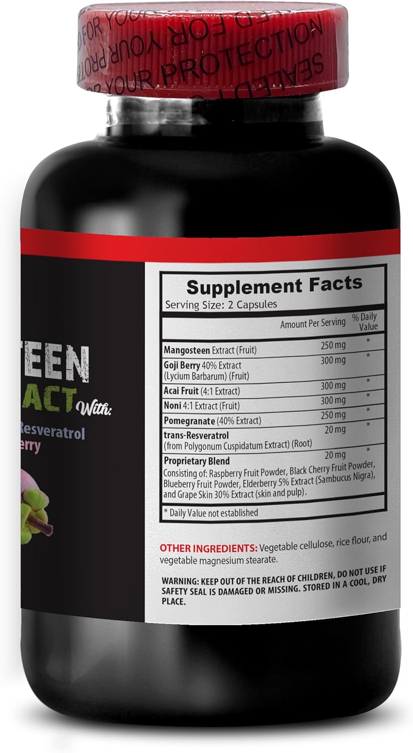 Antioxidant Brain Boost Supplement with Mangosteen, Acai, Pomegranate, Resveratrol, Noni, and Goji Berry - Memory Support - 60 Capsules