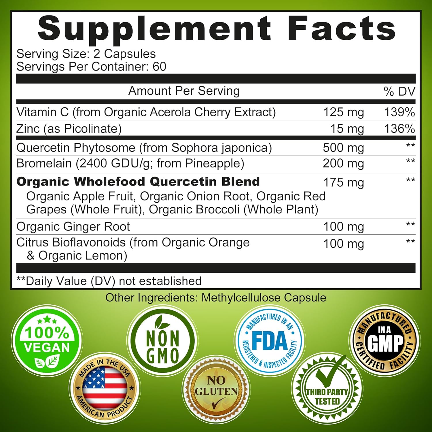 Antioxidant Bundle: Liposomal Glutathione 500mg, Vitamin C 1500mg, Quercetin with Bromelain & Zinc - Organic Whole Food Supplement Studio
