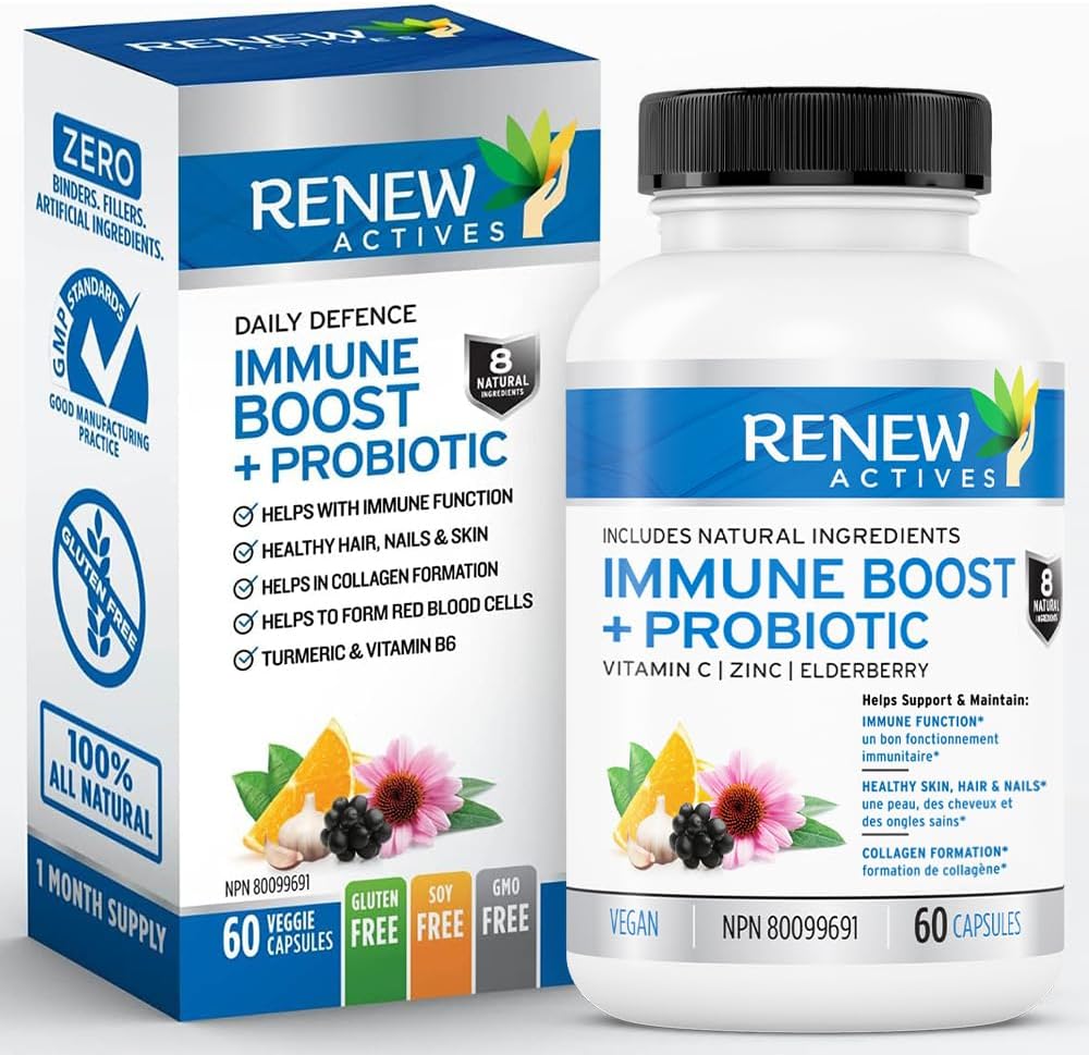 Antioxidant Capsules with Elderberry, Probiotics, Zinc, Vitamin C, and Turmeric for Immune Support and Overall Wellness - 60 Vegan Capsules