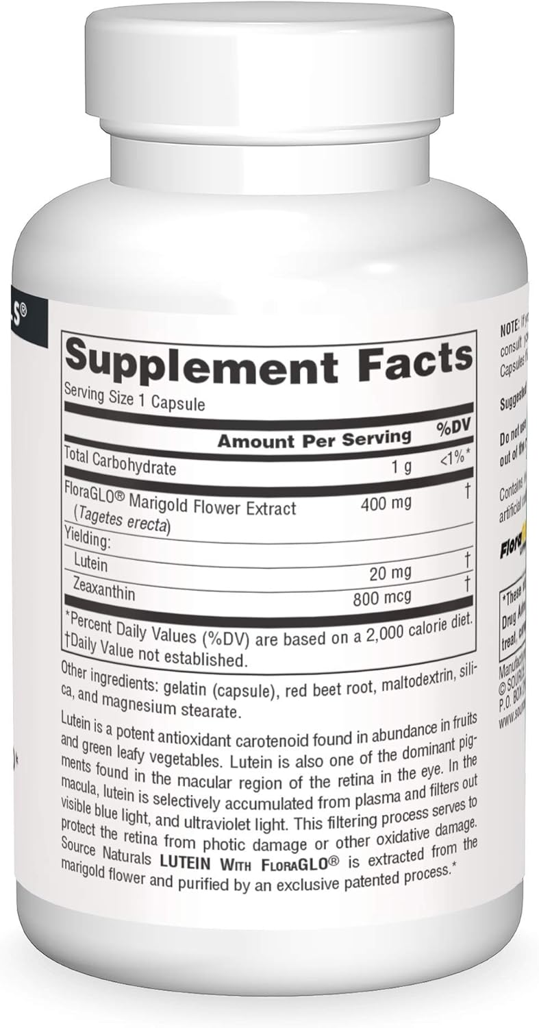 Antioxidant Carotenoid Supplement with 20mg Lutein - 60 Capsules by Source Naturals