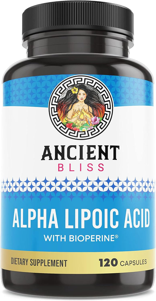 Antioxidant Energy Support: Alpha Lipoic Acid Supplement 600mg with Bioperine, 120 Vegan Capsules, No Gluten & Soy