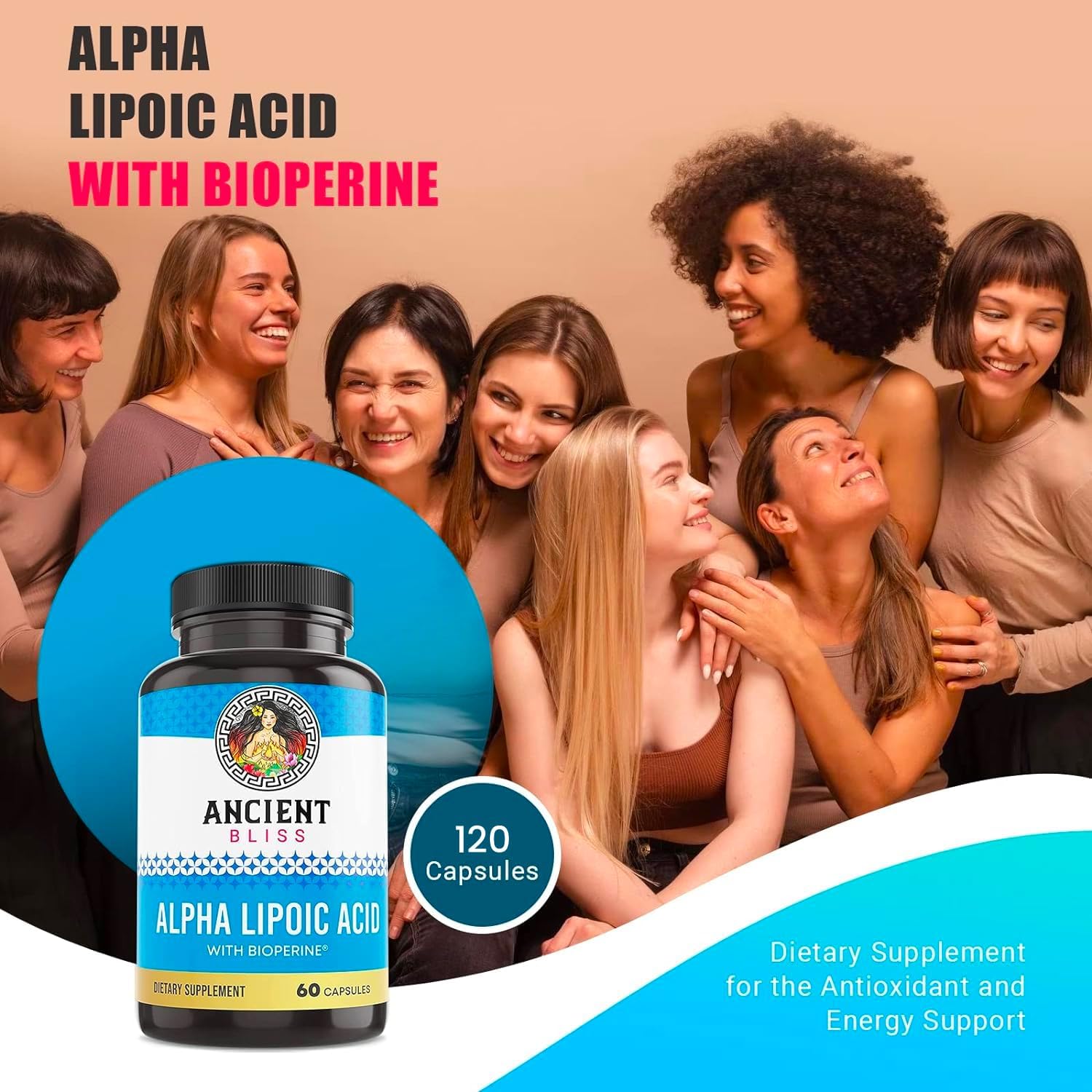 Antioxidant Energy Support: Alpha Lipoic Acid Supplement 600mg with Bioperine, 120 Vegan Capsules, No Gluten & Soy
