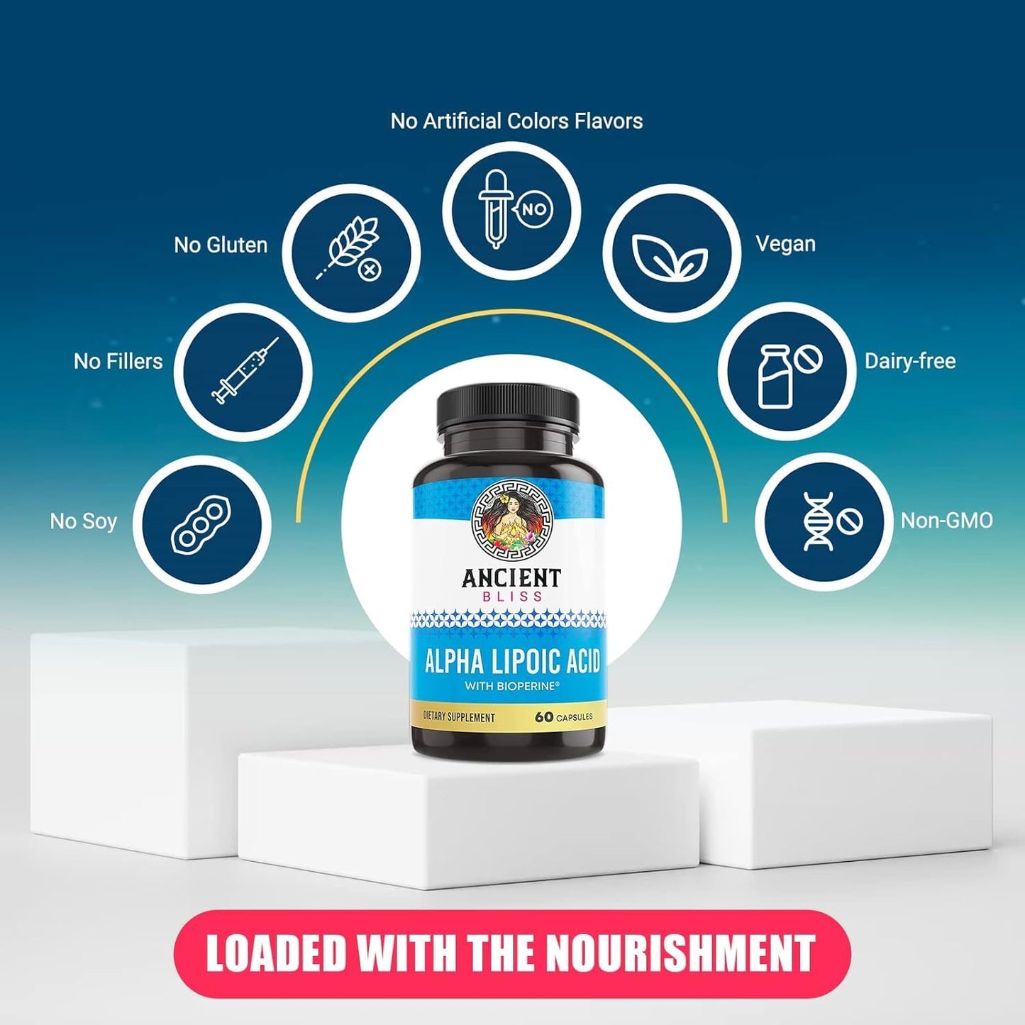 Antioxidant Energy Support: Alpha Lipoic Acid Supplement 600mg with Bioperine, 120 Vegan Capsules, No Gluten & Soy