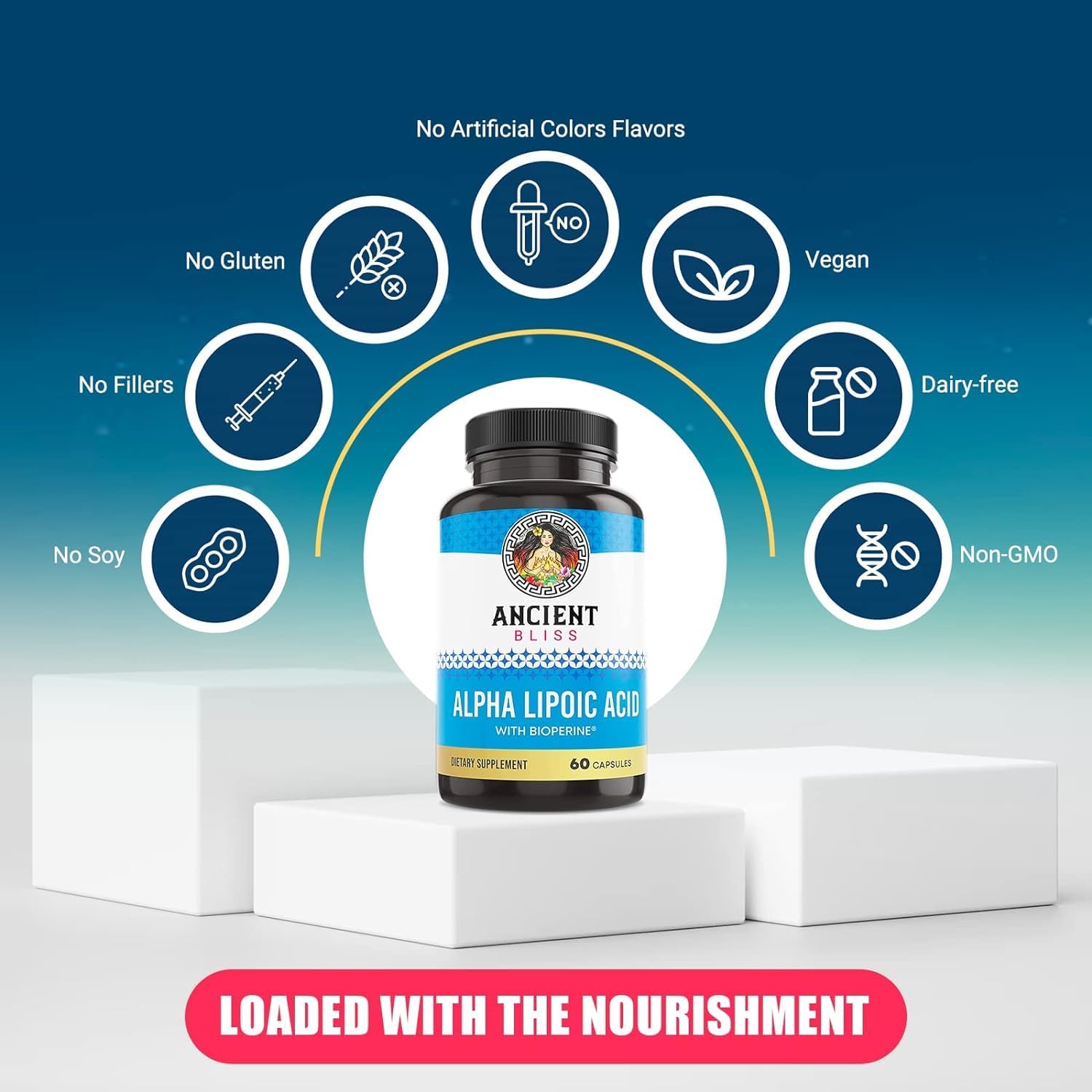 Antioxidant Energy Support: Alpha Lipoic Acid Supplement 600mg with Bioperine, 120 Vegan Capsules, No Gluten & Soy