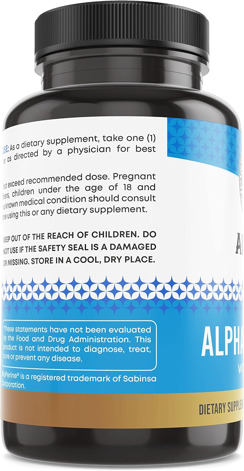 Antioxidant Energy Support: Alpha Lipoic Acid Supplement 600mg with Bioperine, 120 Vegan Capsules, No Gluten & Soy