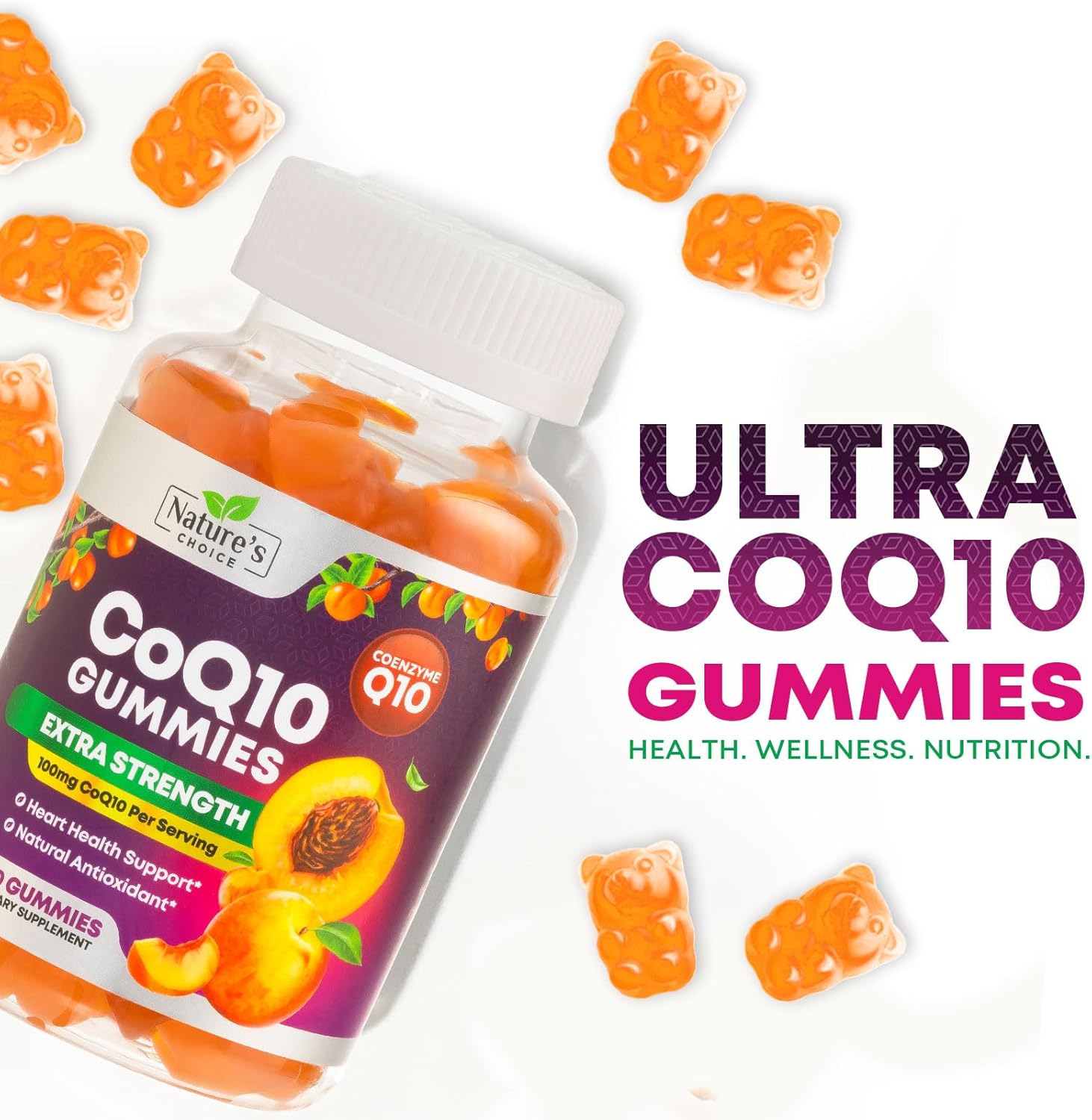 Antioxidant Heart Health Support CoQ10 Gummies - 100mg, 3X Absorption, Energy Boost, Non-GMO, 30 Count