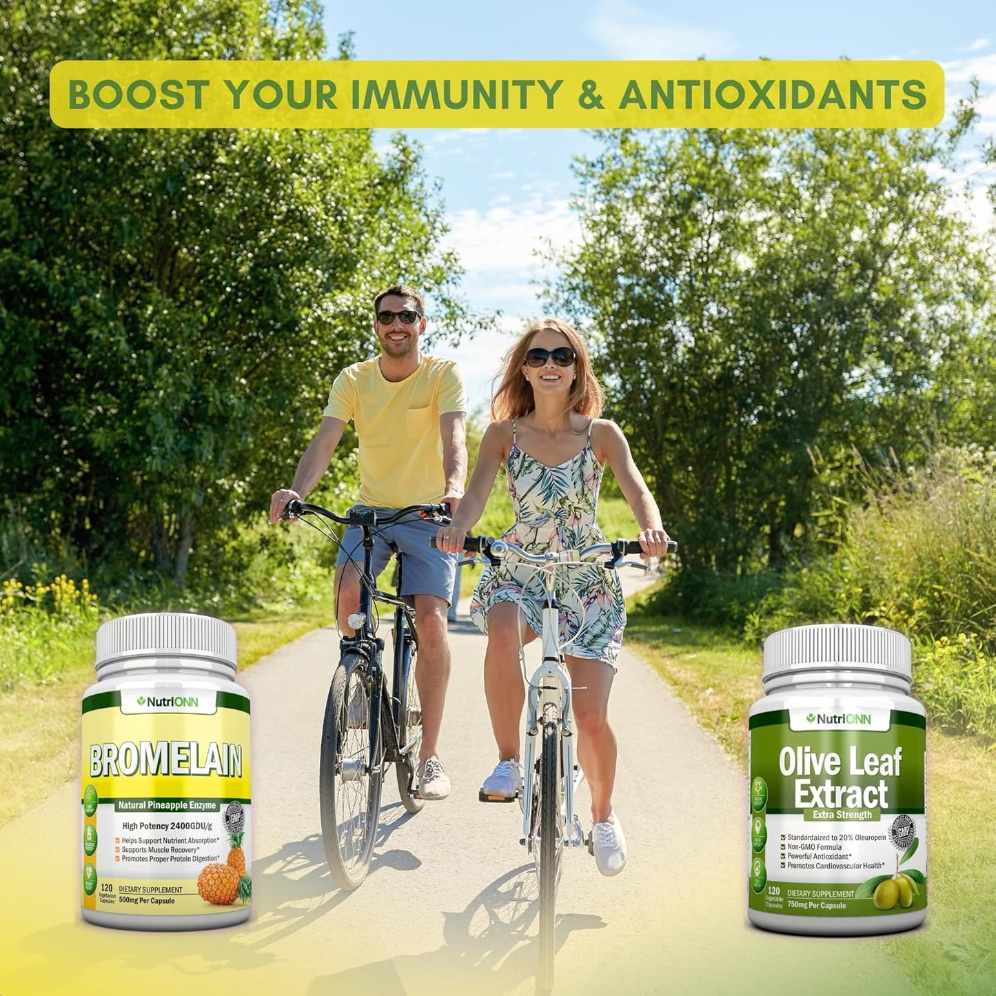 Antioxidant & Immunity Boost Combo: NutriONN Bromelain Capsules + Olive Leaf Extract Capsules