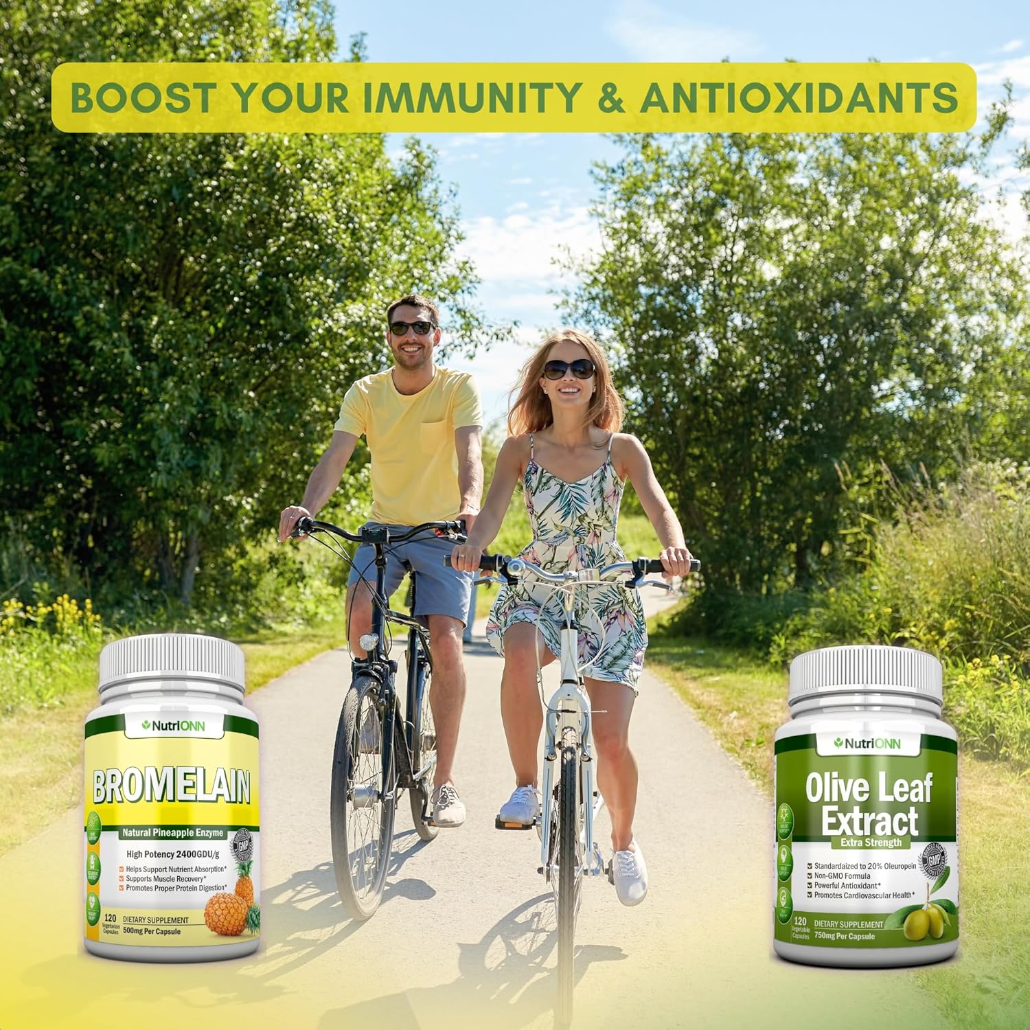 Antioxidant & Immunity Boost Combo: NutriONN Bromelain Capsules + Olive Leaf Extract Capsules