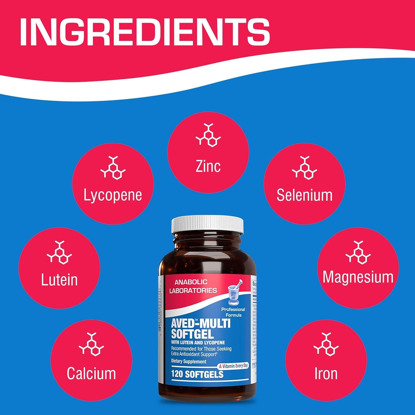 Antioxidant-Rich 30-in-1 Adult Multivitamin with Iron for Women and Men - Vitamins A C D E B Complex Zinc Magnesium Lutein Lycopene & More - 1 Month Supply