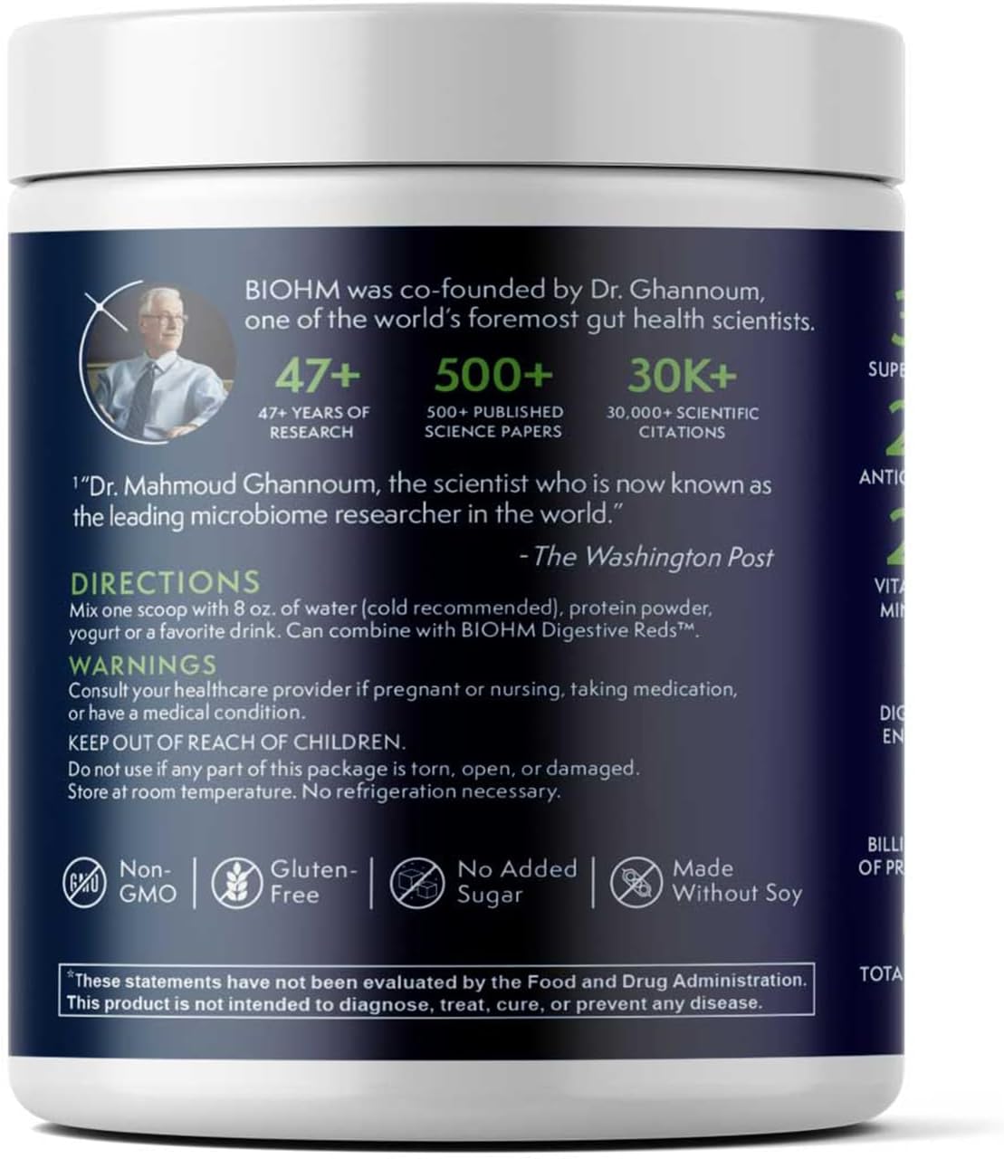 Antioxidant-Rich BIOHM Digestive Greens Superfood Powder with Probiotics, Enzymes, Ashwagandha, Spirulina, Chlorella - Berry Flavor, 30 Servings