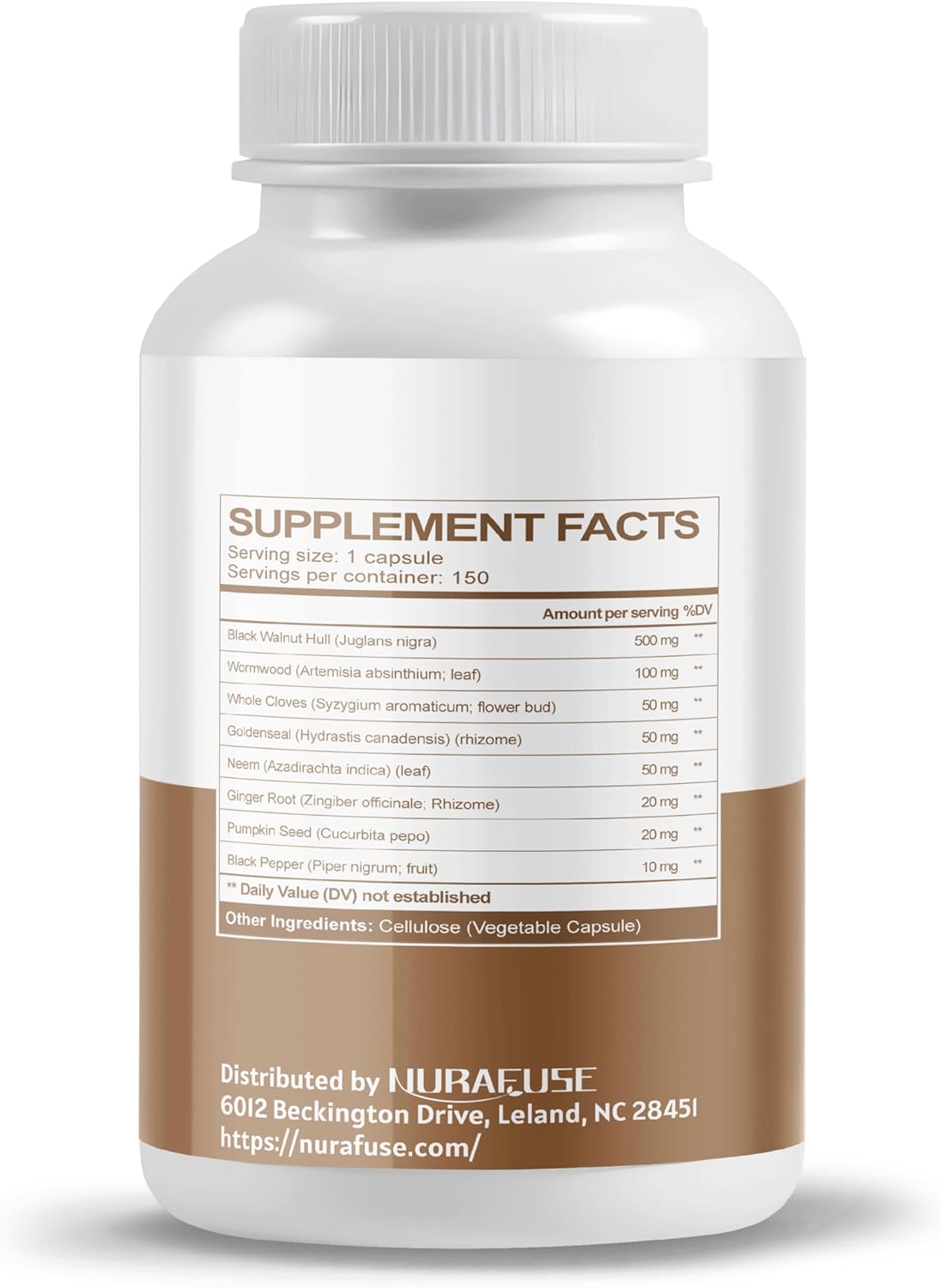 Antioxidant-Rich Digestive Health Supplement with NURAFUSE Black Walnut, Wormwood, Cloves, and Goldenseal - Made and Tested in the USA