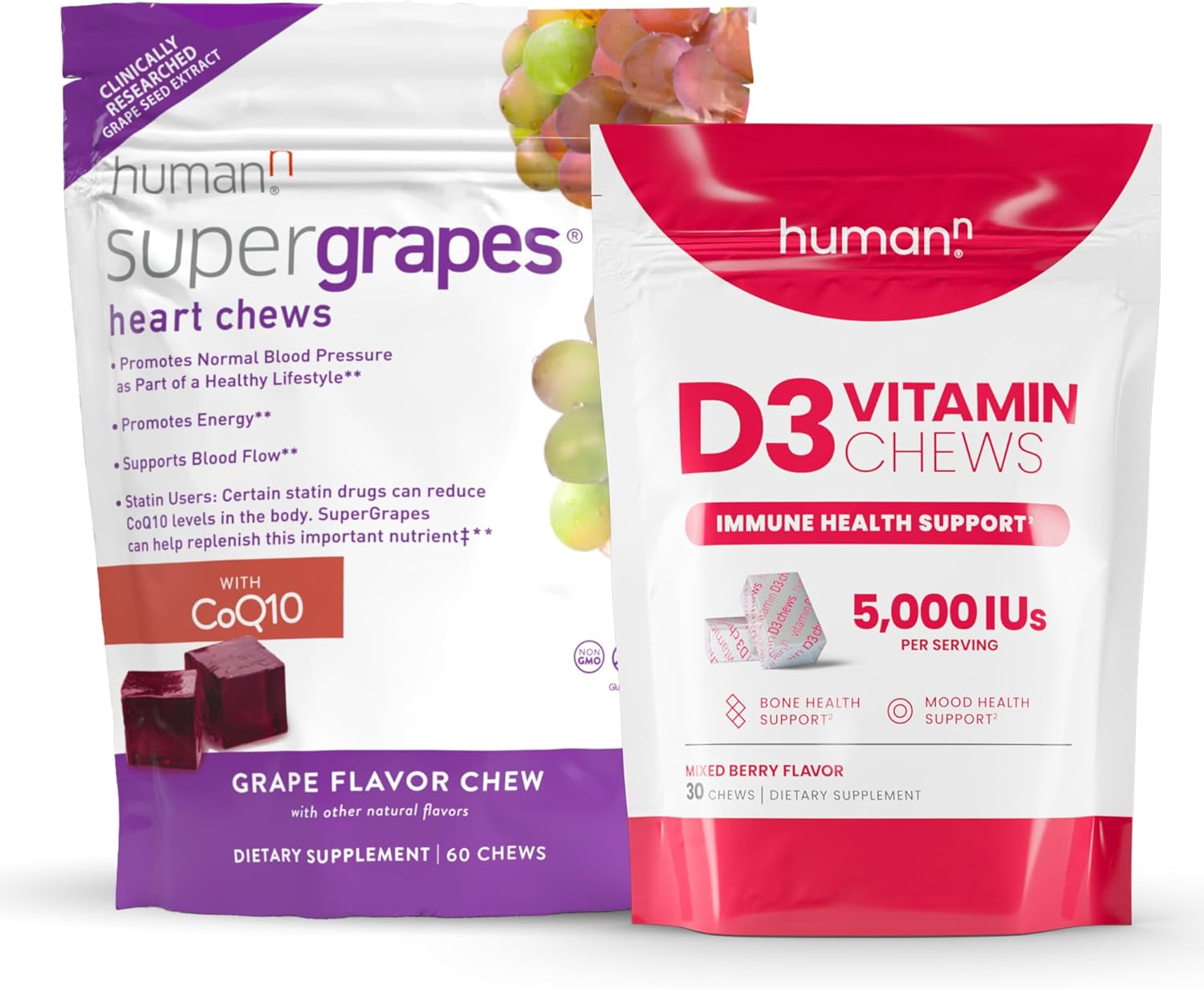 Antioxidant-Rich humanN SuperGrapes & Vitamin D3 Chews for Immune Support and Overall Wellness