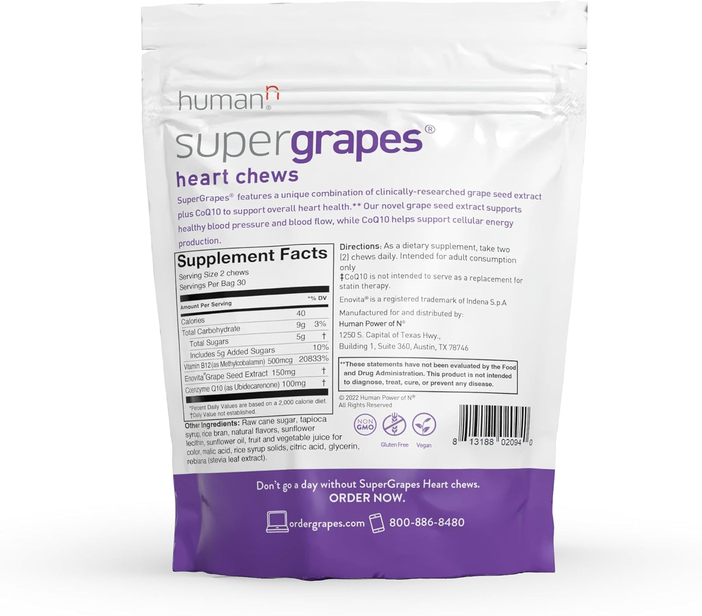 Antioxidant-Rich humanN SuperGrapes & Vitamin D3 Chews for Immune Support and Overall Wellness