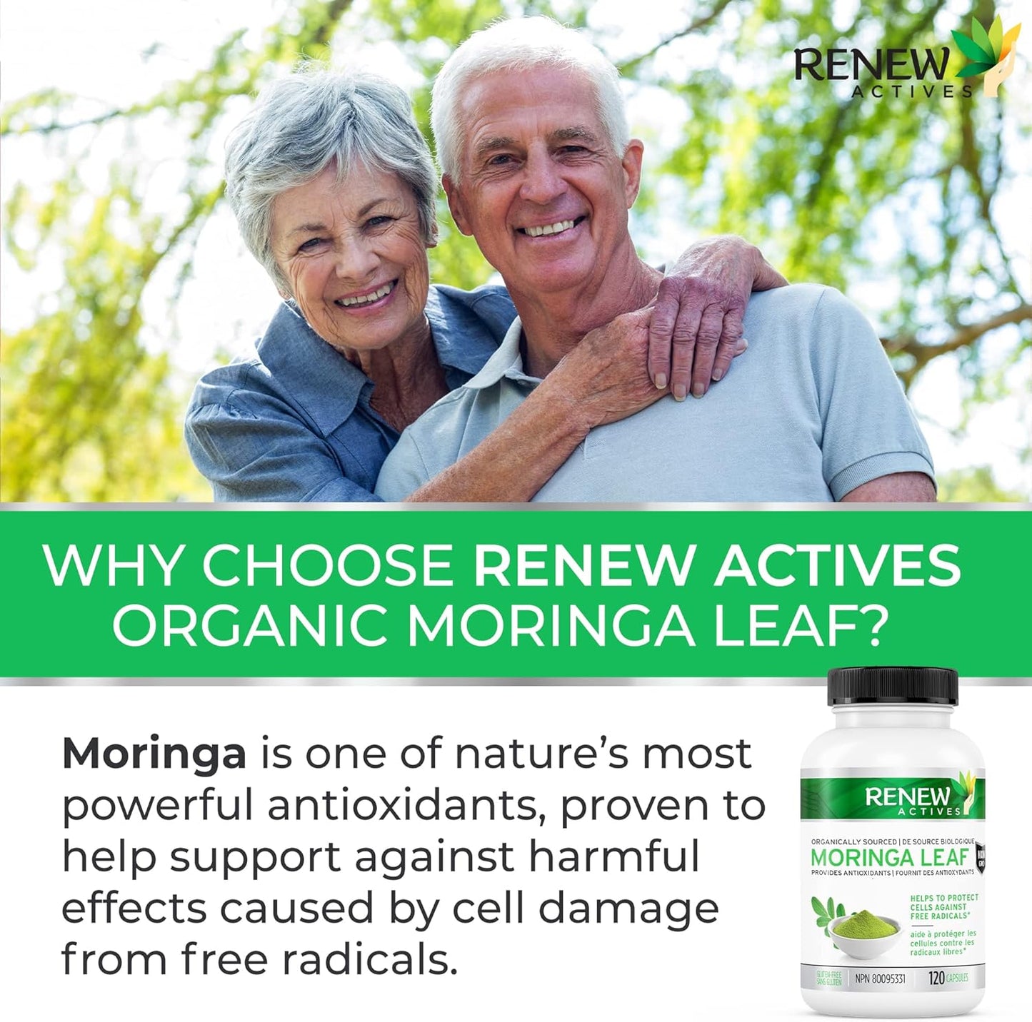 Antioxidant-Rich Moringa Leaf Supplement for Good Health - Easy-to-Swallow Capsules - 120 Count
