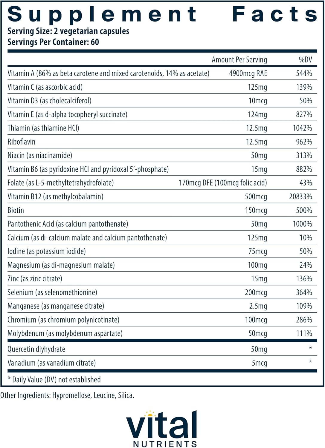 Antioxidant-Rich Multi-Nutrient Formula | Vegetarian Daily Multivitamin | Non-GMO | 120 Capsules