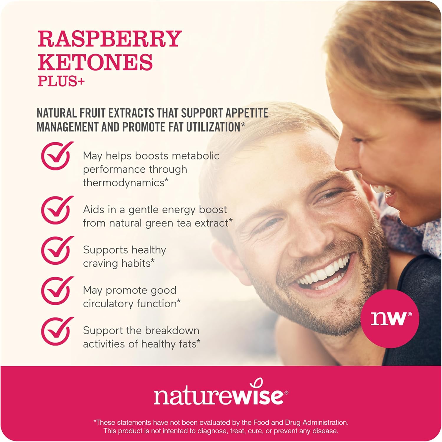 Antioxidant-Rich NatureWise Raspberry Ketones Plus Capsules - Energy Boost, Weight Support - Vegan & Gluten-Free - 120-Day Supply