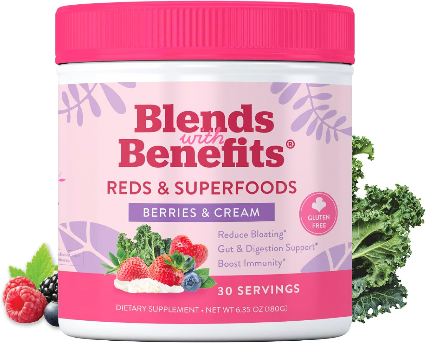 Antioxidant-Rich Reds & Superfoods Blend with Probiotics and Daily Energy Support - Berries & Cream - 30 Servings